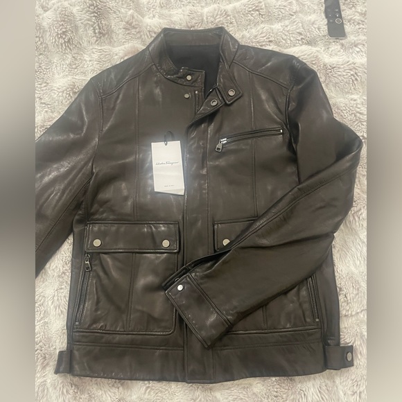 Salvatore Ferragamo Men's Leather Jacket Sz 50/L - Picture 4 of 16